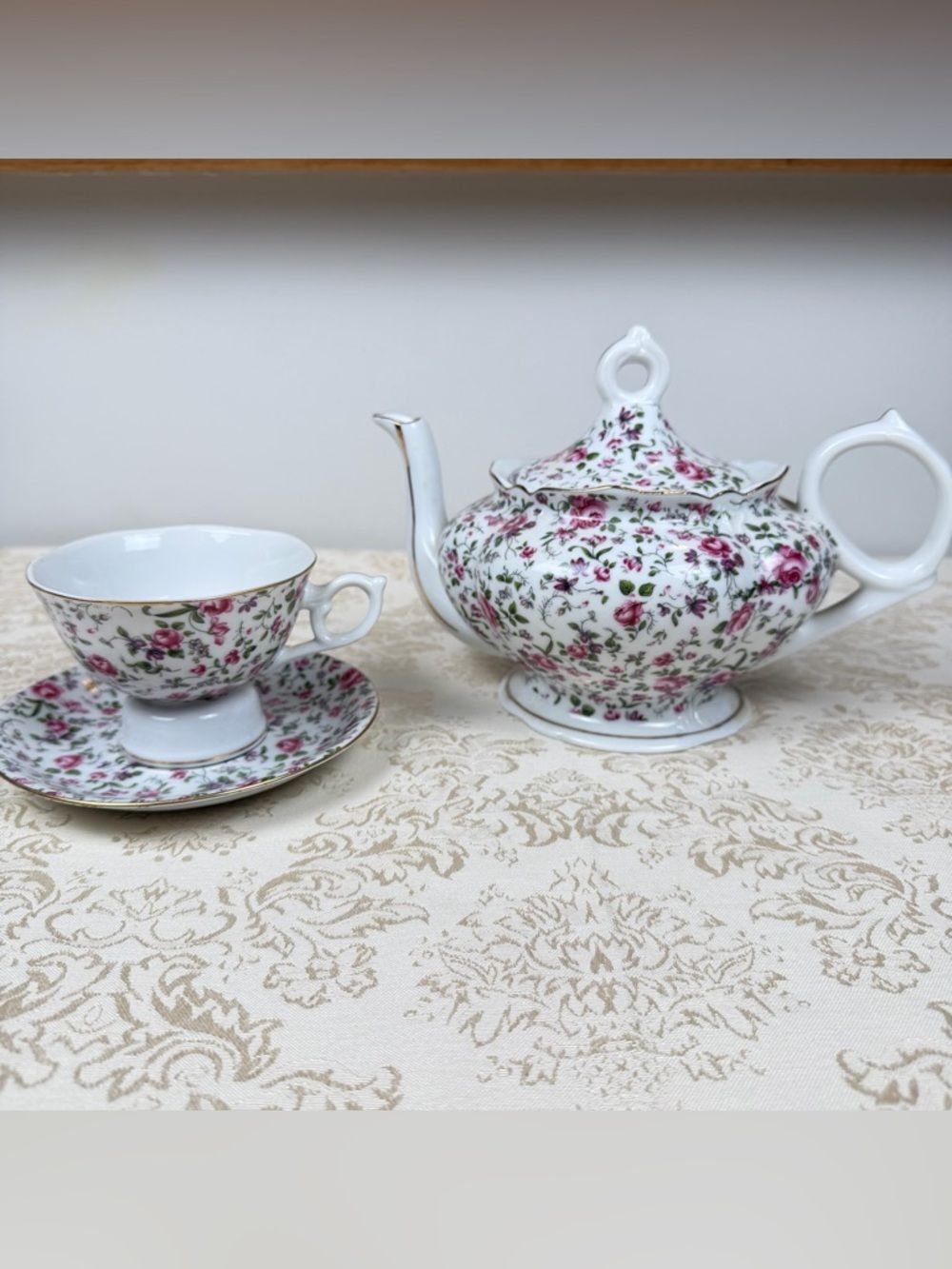 Vintage Lefton China San Francisco Music Box Teapot & Teacup Both Play Music!